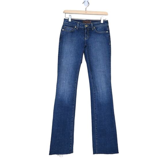 Michael Kors Womens 2 Straight Leg Raw Hem Jeans Gold Logo Plate - Picture 1 of 11